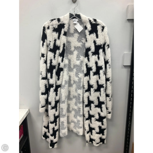 Sweater Cardigan By Chicos In Black & White, Size: S