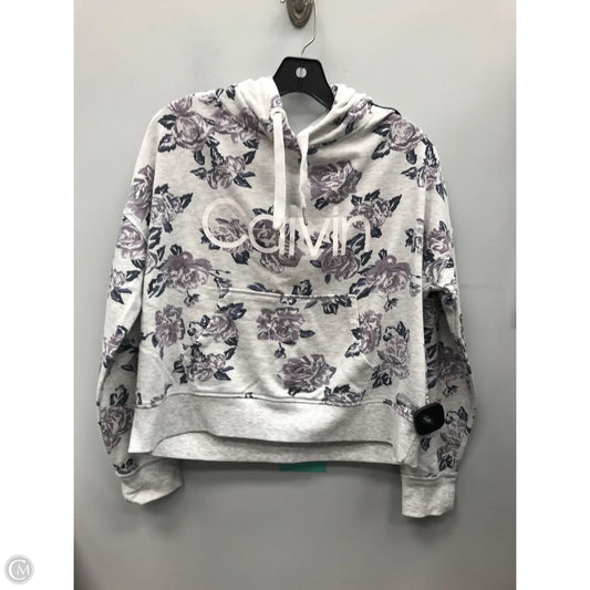 Sweatshirt Hoodie By Calvin Klein In Floral Print, Size: M