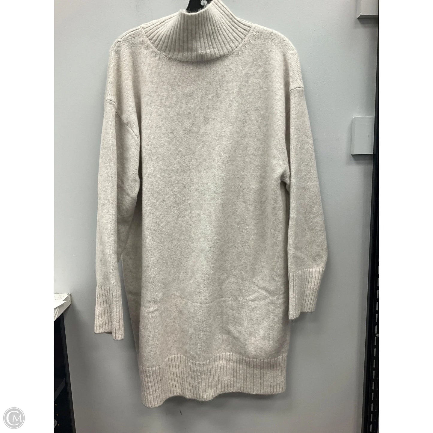 Dress Sweater By H&m In Cream & Grey, Size: L