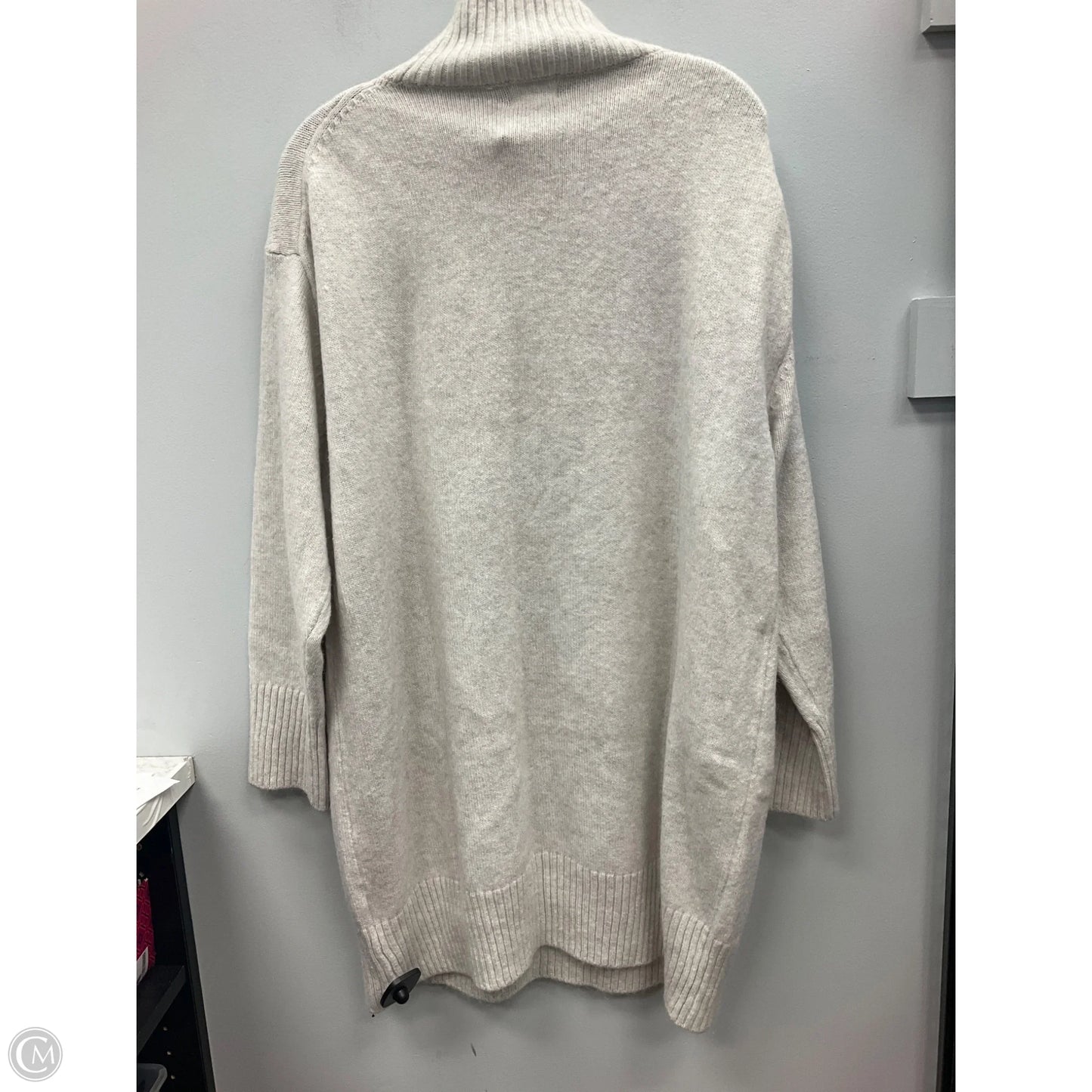 Dress Sweater By H&m In Cream & Grey, Size: L
