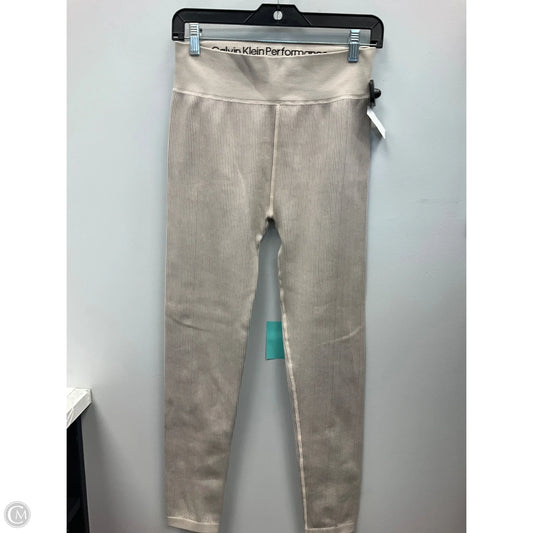 Athletic Leggings By Calvin Klein In Tan, Size: L