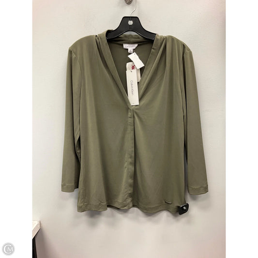 Top Long Sleeve By Calvin Klein In Green, Size: M