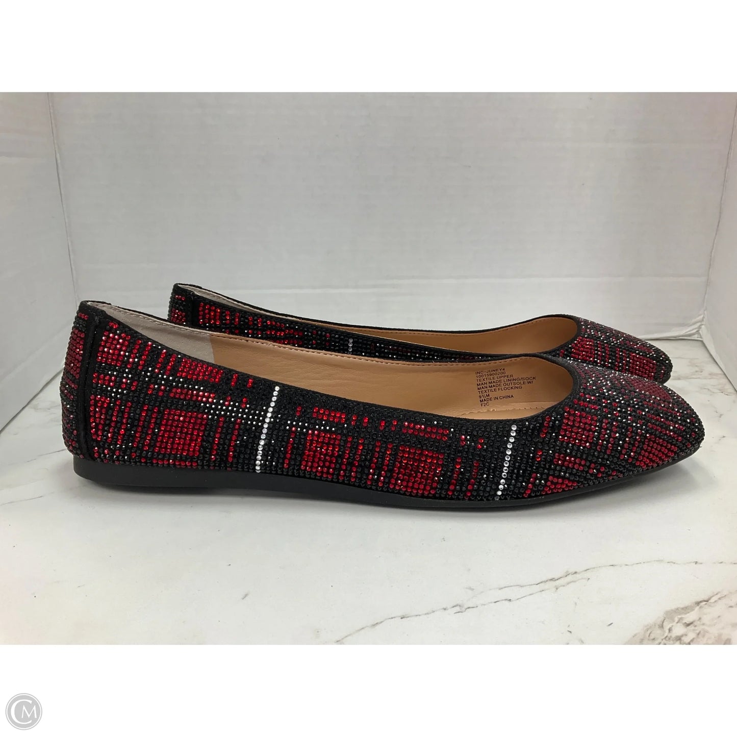 Shoes Flats By Inc In Black & Red, Size: 9.5