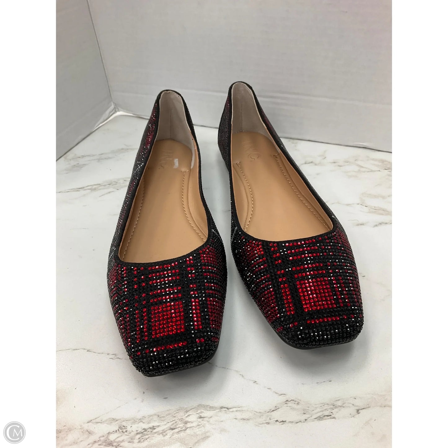 Shoes Flats By Inc In Black & Red, Size: 9.5