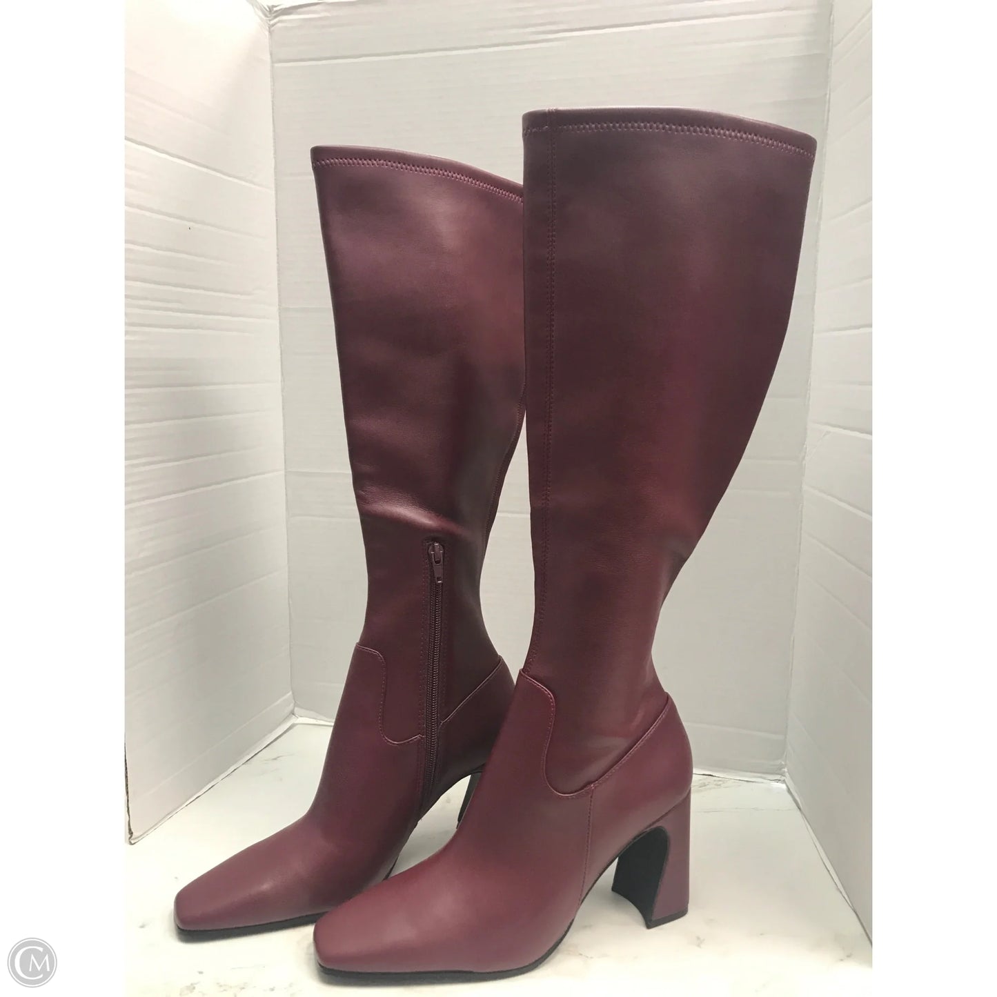 Boots Knee Heels By Steve Madden In Maroon, Size: 8