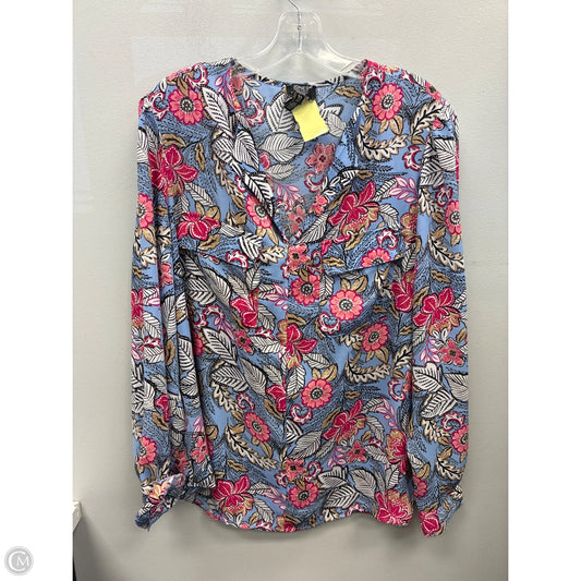 Top Long Sleeve By Jones New York In Floral Print, Size: Xl