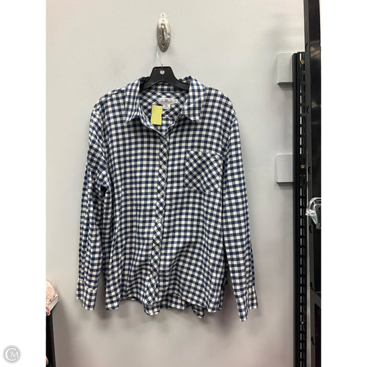 Top Long Sleeve By Vineyard Vines In Checkered Pattern, Size: 16