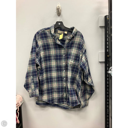 Top Long Sleeve By L.l. Bean In Plaid Pattern, Size: Xl