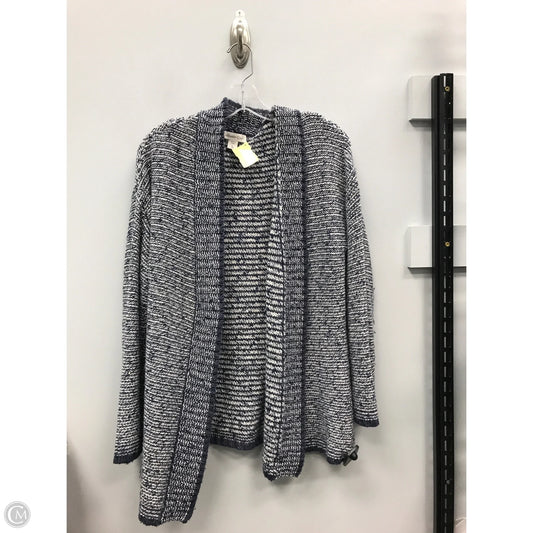 Sweater Cardigan By Coldwater Creek In Blue & White, Size: L