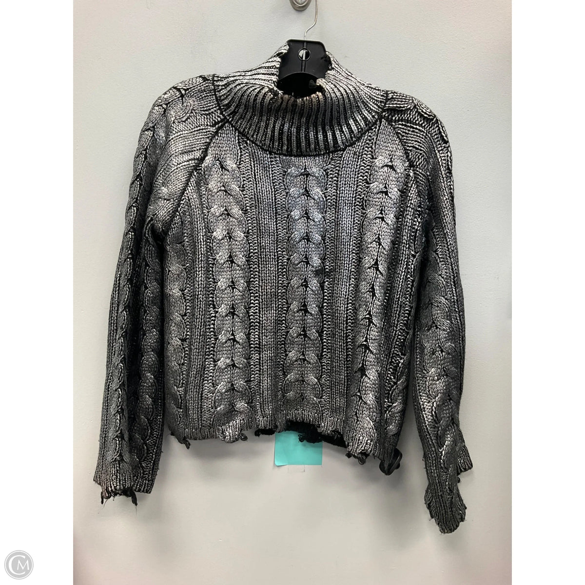 Sweater By Elan In Black & Silver, Size: S