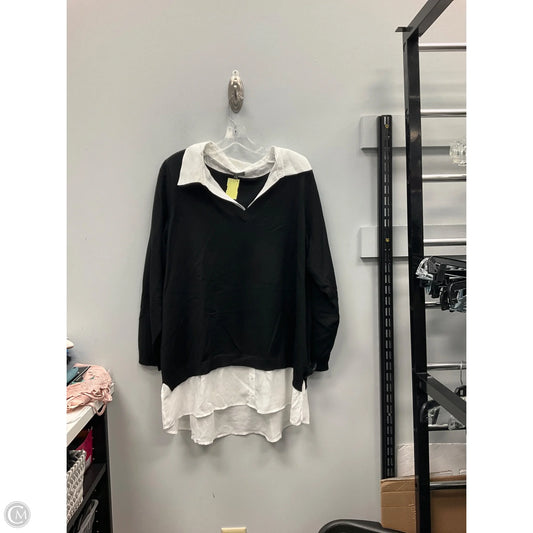 Top Long Sleeve By Adrianna Papell In Black & White, Size: 2x