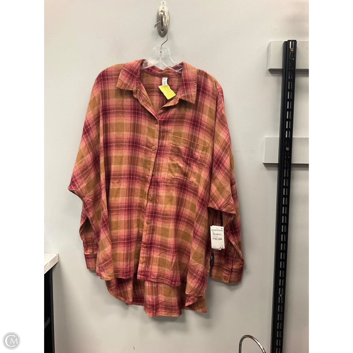 Top Long Sleeve By Bp In Plaid Pattern, Size: L