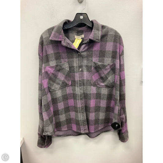 Top Long Sleeve By Beachlunchlounge In Plaid Pattern, Size: L