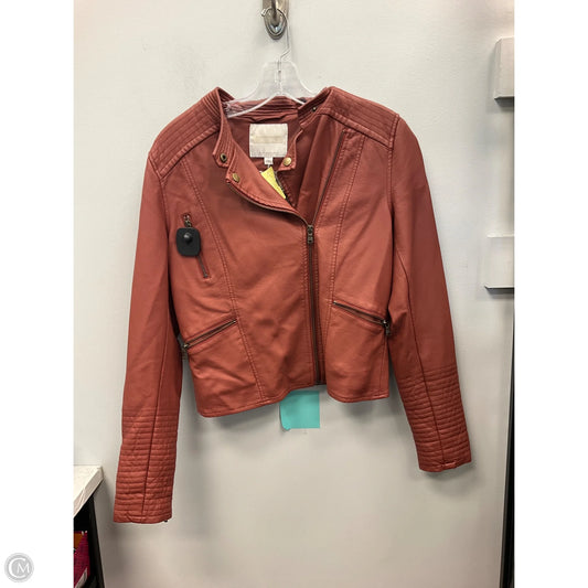 Jacket Moto By Clothes Mentor In Copper, Size: S