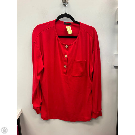 Top Long Sleeve By Ofeefan In Red, Size: Xl