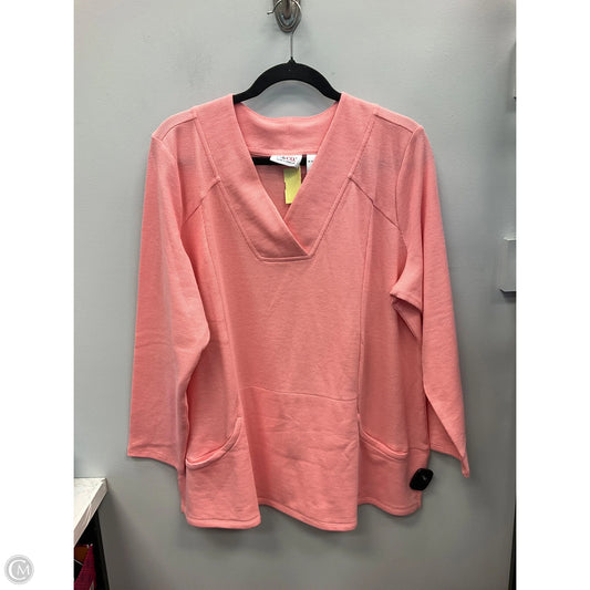 Top Long Sleeve By D&co. In Peach, Size: Xlp