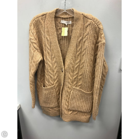 Sweater Cardigan By Loft In Tan, Size: S