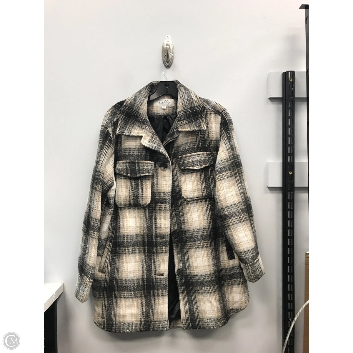 Jacket Shirt By Sebby In Plaid Pattern, Size: M