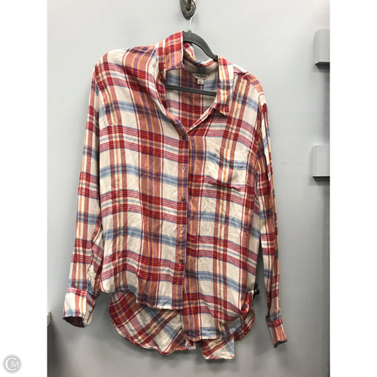 Top Long Sleeve By Lucky Brand In Plaid Pattern, Size: L