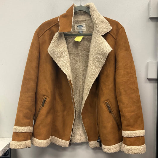 Jacket Faux Fur & Sherpa By Old Navy In Brown, Size: L
