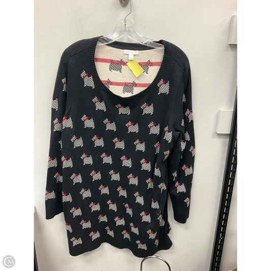 Sweater By Charter Club In Black & Red, Size: 2x