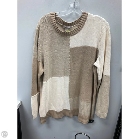 Sweater By Coldwater Creek In Cream & Tan, Size: 2x