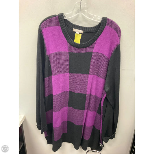 Sweater By Woman Within In Black & Purple, Size: 1x
