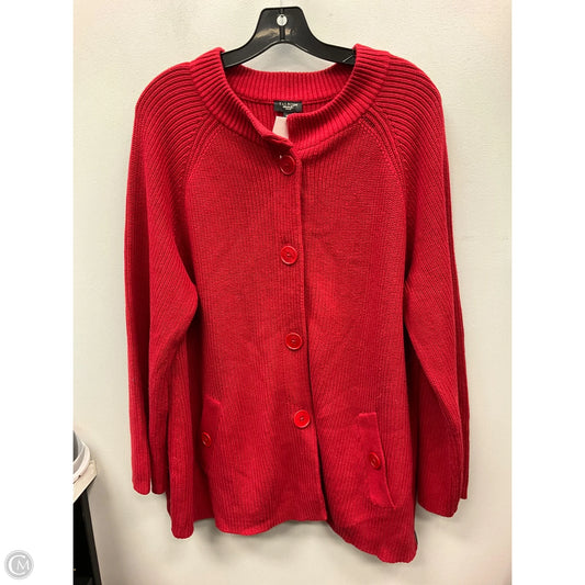 Sweater Cardigan By Talbots In Red, Size: 2x