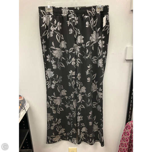 Pants Wide Leg By Messini In Black & Silver, Size: L