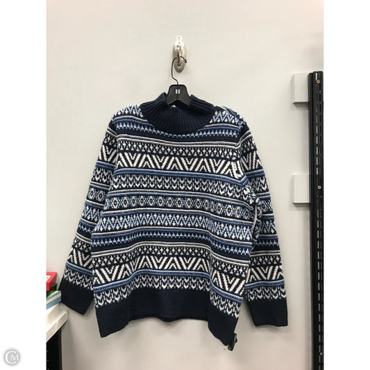 Sweater By Croft And Barrow In Blue & White, Size: L