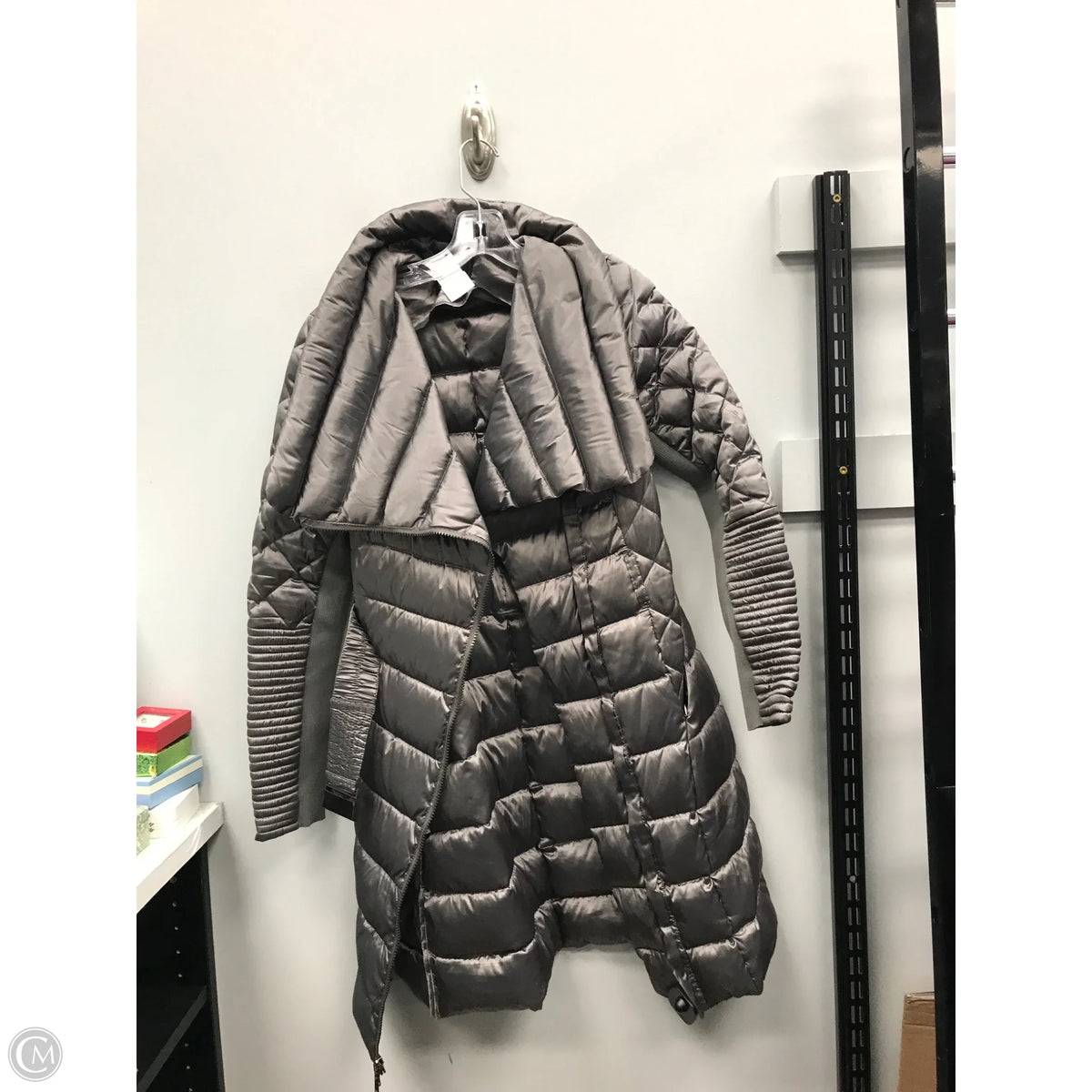 Coat Puffer & Quilted By Bcbgmaxazria In Silver, Size: S