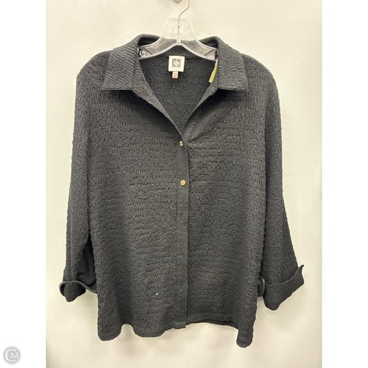 Top 3/4 Sleeve By Anne Klein In Black, Size: L