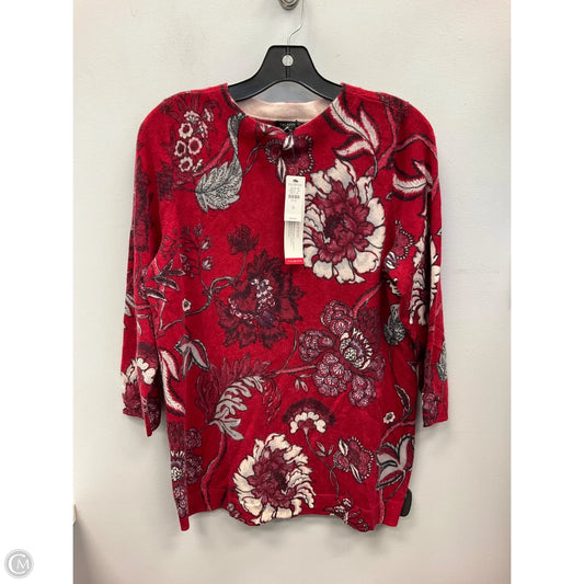 Sweater Cashmere By Talbots In Floral Print, Size: Xl