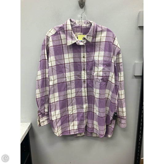 Top Long Sleeve By Universal Thread In Plaid Pattern, Size: Xl