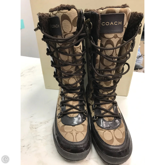 Boots Designer By Coach In Brown, Size: 9