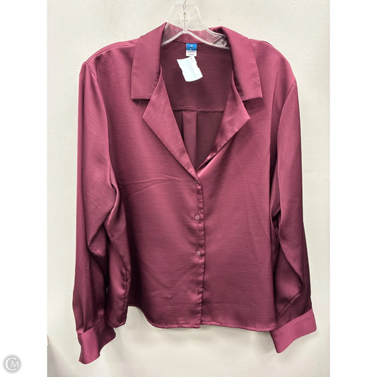 Blouse Long Sleeve By Old Navy In Maroon, Size: Xl