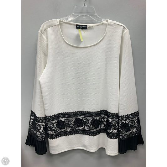 Top Long Sleeve Designer By Karl Lagerfeld In Black & White, Size: L