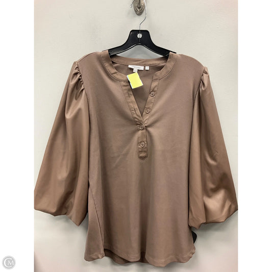 Top 3/4 Sleeve By Chicos In Taupe, Size: L