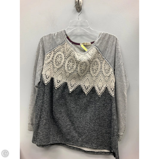 Top Long Sleeve By Rewind In Cream & Grey, Size: M
