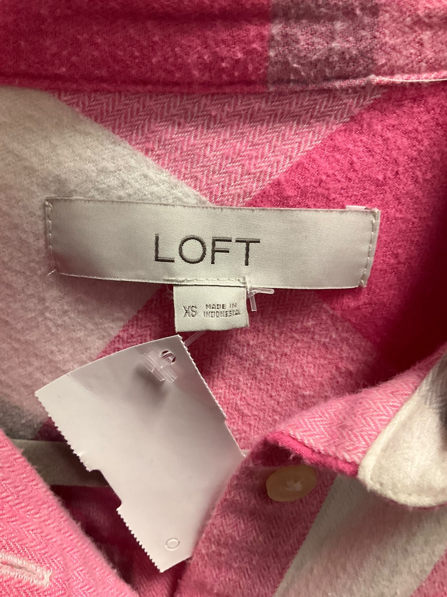 Top Long Sleeve By Loft In Plaid Pattern, Size: Xs