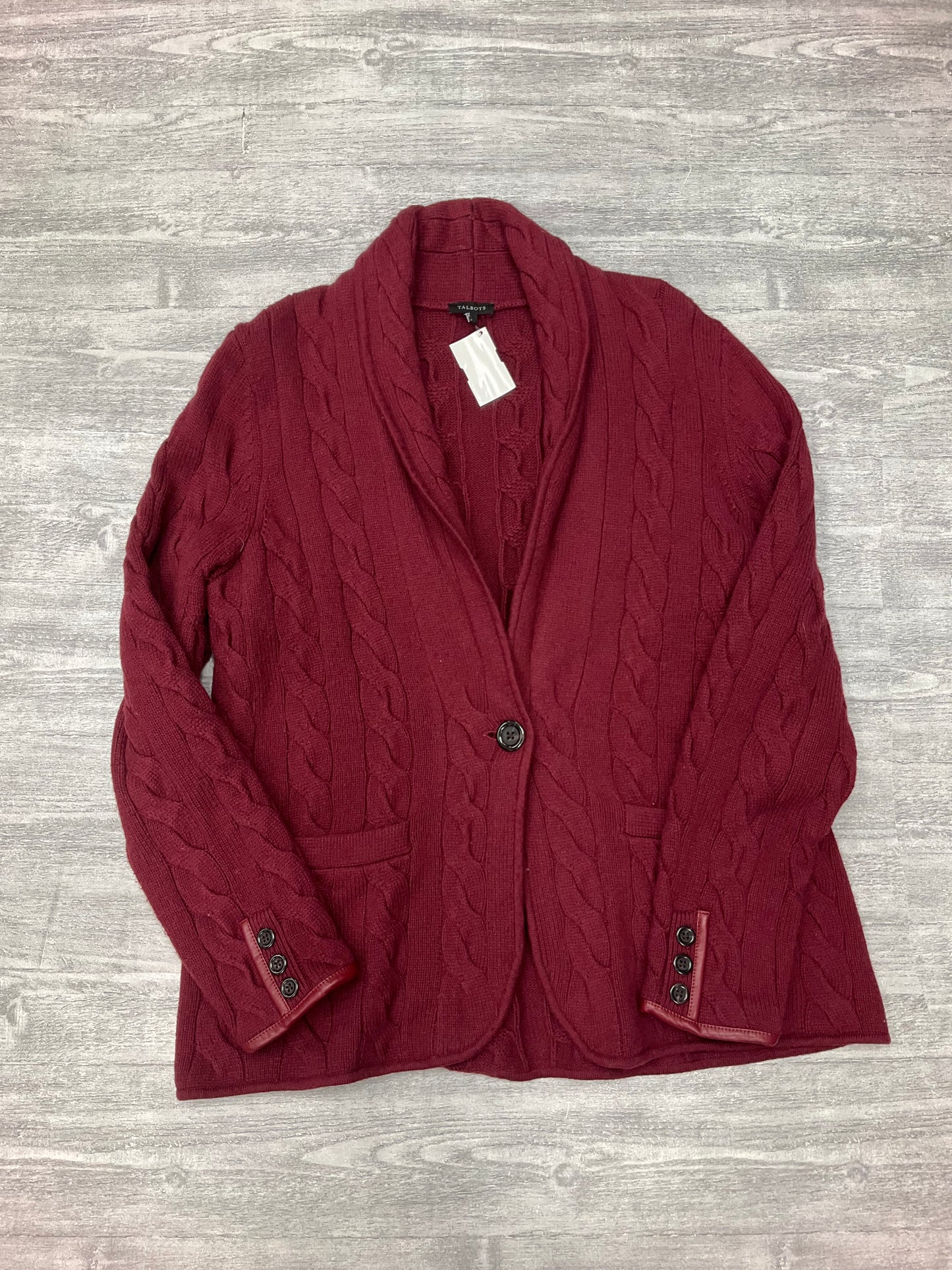 Sweater Cardigan By Talbots In Red, Size: L