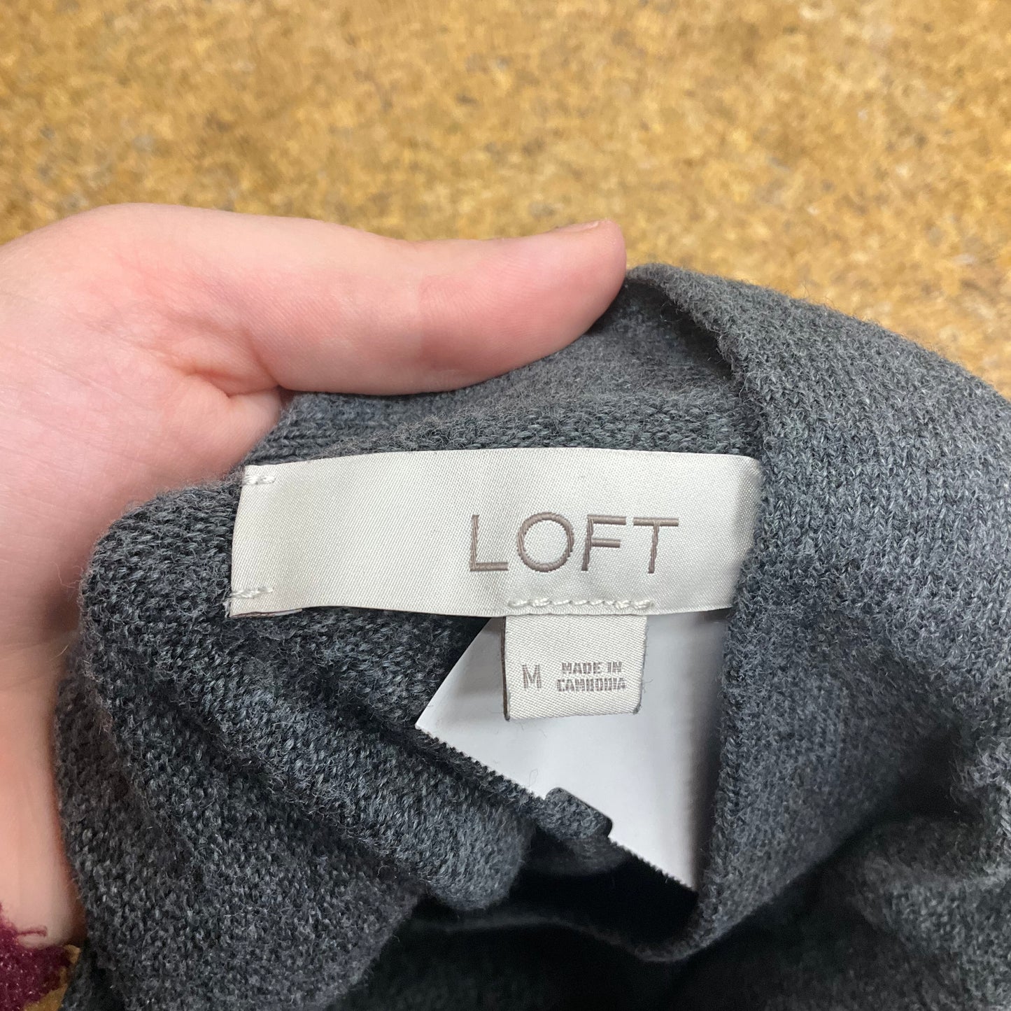 Sweater Cardigan By Loft In Grey, Size: M