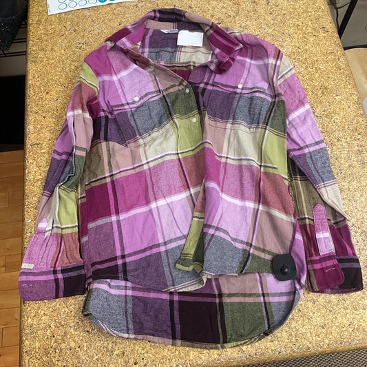 Top Long Sleeve By Old Navy In Plaid Pattern, Size: M