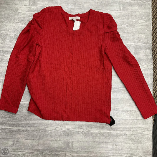 Top Long Sleeve By Loft In Red, Size: L