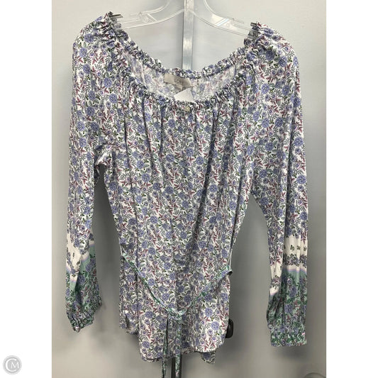 Top Long Sleeve By Loft In Floral Print, Size: L