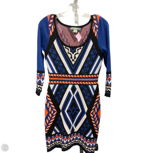 Dress Sweater By Flying Tomato In Blue & Orange, Size: M