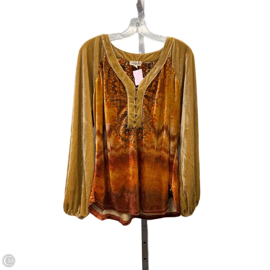 Top Long Sleeve By One World In Gold, Size: Xl