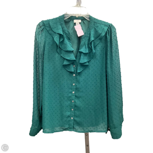 Top Long Sleeve By J. Crew In Green, Size: M