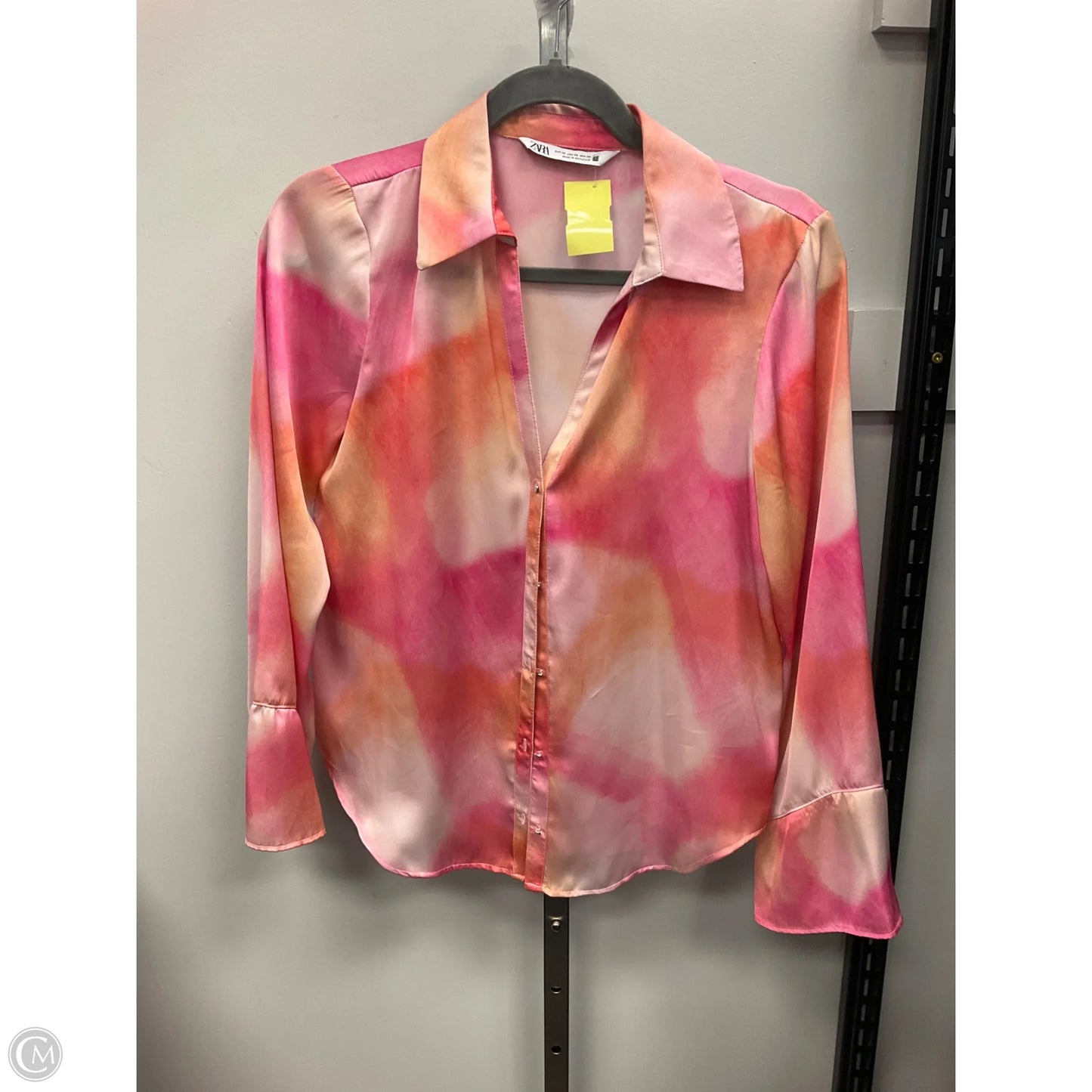 Blouse Long Sleeve By Zara In Orange & Pink, Size: Xs