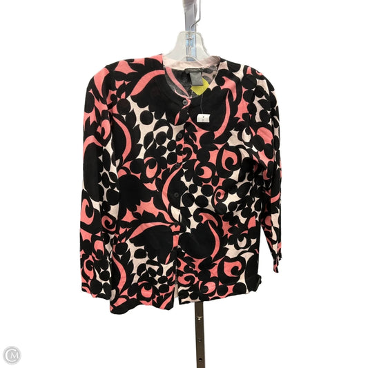 Sweater Cardigan By Ann Taylor In Black & Orange, Size: M